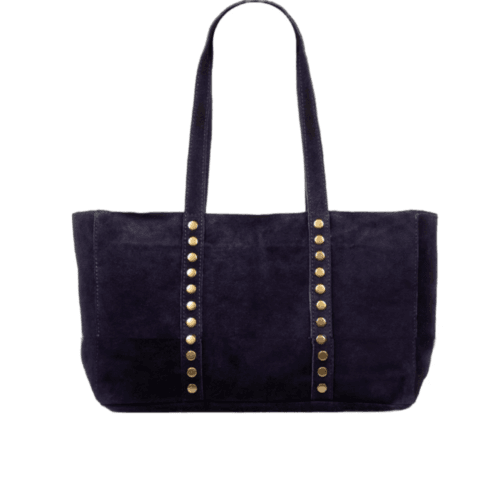 Zwarte Suede shopper handtas Zwart goudkleurige studs ruime suede leren handtassen kopen bestellen1