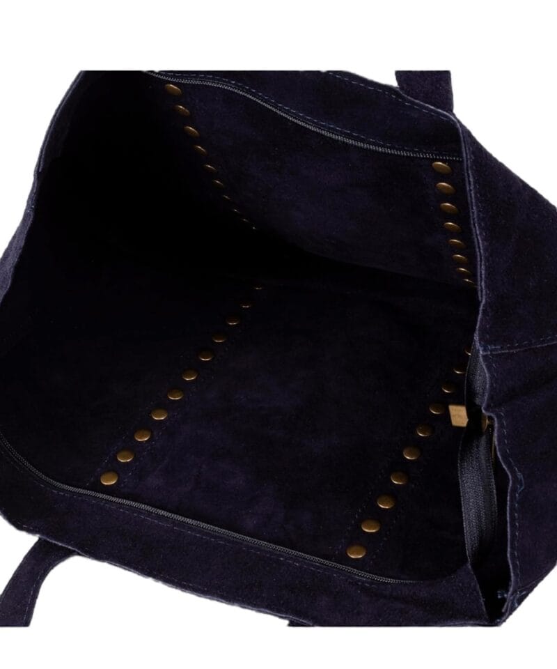 zwarte Suede Maxi Shopper Studs zwart ruime suede handtassen shoppers gouden studs trendy dames tassen kopen bestellen binnen