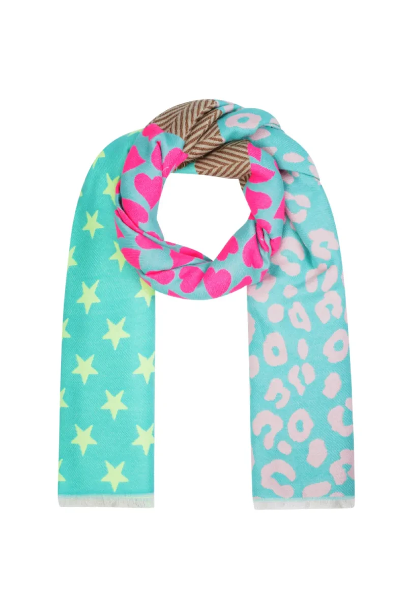 Wintersjaal Leopard Sterren multi kleurige dames sjaals prints winter kleurrijke sjaals kopen bestellen