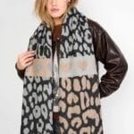 Grijze Leopard Sjaal Love grijze sjaals leopard print tweekleurig wintersjaals kopen bestellen yehwang model