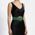 Groene Slangenprint Riem green snake goud beslag dames riemen brede riem kopen bestellen model