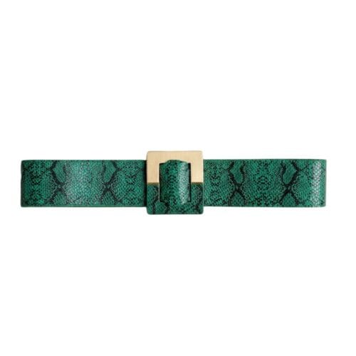 Groene Slangenprint riem green snake goud beslag dames riemen brede riem kopen bestellen nu