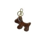 Leren Bag Charm Doggy Laika koevacht bruin bruine dierenvacht koevacht trendy leer hond tassenhanger tas sleutel hanger goud kopen bestellen
