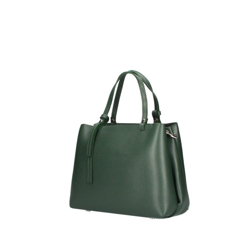 Leren Handtas Bonita donkergroen groene leren handtassen gouden details stevig italiaans leren tassen kopen bestellen details