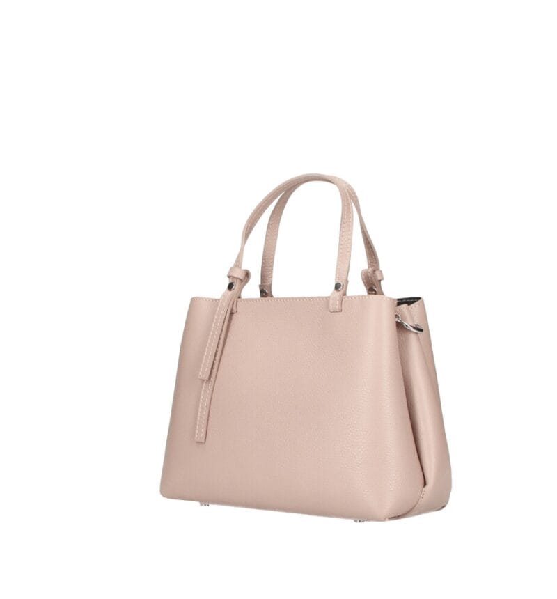 Leren Handtas Bonita poederroze leren handtassen gouden details stevig italiaans leren tassen kopen bestellen details