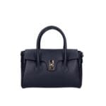 Leren Handtas Demetra donkerblauw donkerblauwe navy stevige leer schoudertas zilveren draaislot dames tassen kopen bestellen