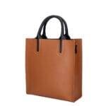 Leren Handtas Mallory cognac zwart zwarte hengsels en details chique dames tassen kopen bestellen zij