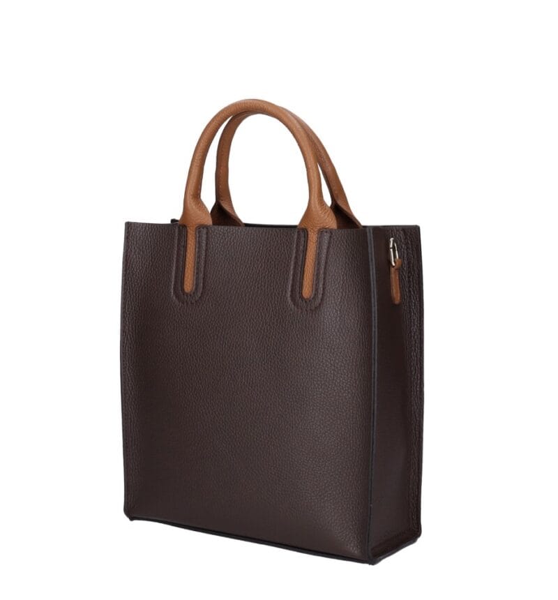 Leren Handtas Mallory donkerbruin donkerbruine cognac hengsels en details chique dames tassen kopen bestellen zij