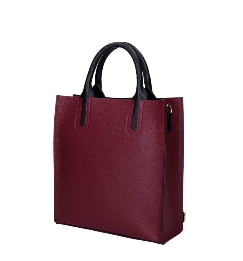 Leren Handtas Mallory wijnrood wine zwart zwarte hengsels en details chique dames tassen kopen bestellen zij