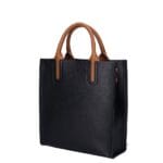 Leren Handtas Mallory zwart zwarte cognac hengsels en details chique dames tassen kopen bestellen zij