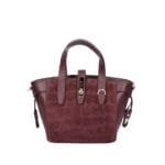 Leren Handtas Rosie Croco bordeauxrood bordeaux leren schoudertassen suede croco detail voor gouden draaisluiting chique damestassen italiaans kopen bestellen