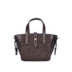 Leren Handtas Rosie Croco donkerbruin donkerbruine leren schoudertassen suede croco detail voor gouden draaisluiting chique damestassen italiaans kopen bestellen