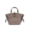 Leren Handtas Rosie Croco donkertaupe leren schoudertassen suede croco detail voor gouden draaisluiting chique damestassen italiaans kopen bestellen