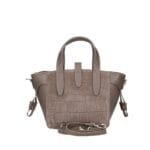 Leren Handtas Rosie Croco donkertaupe leren schoudertassen suede croco detail voor gouden draaisluiting chique damestassen italiaans kopen bestellen achterkant