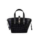 Leren Handtas Rosie Croco zwart zwarte leren schoudertassen suede croco detail voor gouden draaisluiting chique damestassen italiaans kopen bestellen