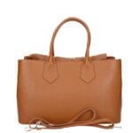 Leren Handtas Virginia cognac open leren handtas gesloten middenvak ruim trendy stevig dames tassen italiaans leer kopen bestellen achterkant