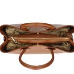 Leren Handtas Virginia cognac open leren handtas gesloten middenvak ruim trendy stevig dames tassen italiaans leer kopen bestellen bovenkant