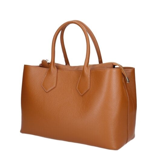 Leren Handtas Virginia cognac open leren handtas gesloten middenvak ruim trendy stevig dames tassen italiaans leer kopen bestellen zij