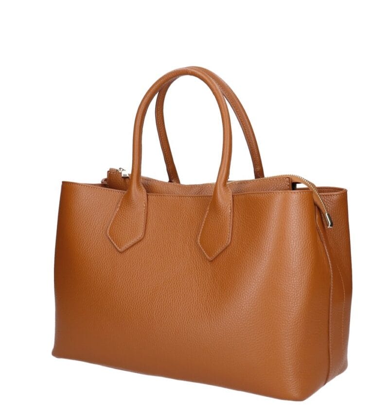 Leren Handtas Virginia cognac open leren handtas gesloten middenvak ruim trendy stevig dames tassen italiaans leer kopen bestellen zij