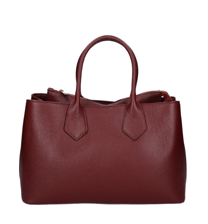 Leren Handtas Virginia donkerrood donkerrode open leren handtas gesloten middenvak ruim trendy stevig dames tassen italiaans leer kopen bestellen