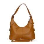 Leren Schoudertas Ambra cognac leer zilver beslag trendy chique damestassen kopen bestellen achterkant