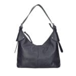 Leren Schoudertas Ambra donkerblauw blauwe navy leer zilver beslag trendy chique damestassen kopen bestellen