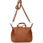 Leren Schoudertas Amira donkercognac leer unieke dames tassen goud beslag kopen bestellen extra hengsel detail