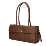 Leren Schoudertas Astrid bruin bruine leer gouden draaislot voorvak met flap trendy chique damestassen kopen