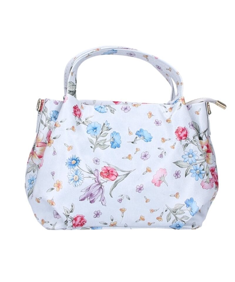 Leren Schoudertas Bonella witte bloemenprint zacht leren schoudertassen met dubbel handvat unieke chique italiaans leren tassen kopen bestellen