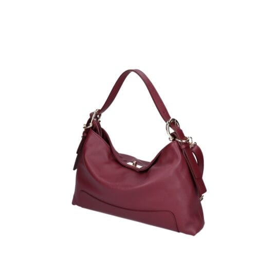 Leren Schoudertas Debbi wijnrood wijnrode leer schoudertassen flap gouden draaislot trendy suede dames tassen kopen bestellen zij
