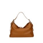 Leren Schoudertas Debbi cognac leer schoudertassen flap gouden draaislot trendy suede dames tassen kopen bestellen