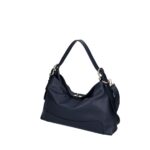 Leren Schoudertas Debbi donkerblauw blauwe navy leer schoudertassen flap gouden draaislot trendy suede dames tassen kopen bestellen