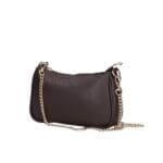 Leren Schoudertas Fiona donkerbruin donkerbruine shoudertassen crossbodytas dames gouden kettinghengsel kopen bestellen zij
