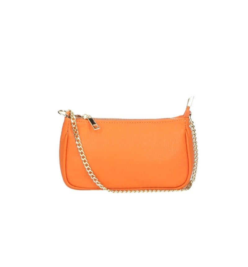 Leren Schoudertas Fiona oranje orange shoudertassen crossbodytas dames gouden kettinghengsel kopen bestellen 1