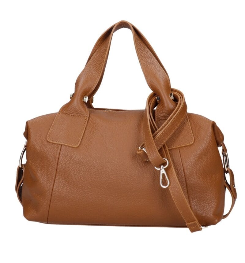Leren Schoudertas Giorgia cognac ruime zacht leer leren dames tas goud beslag kopen bestellen detail .jpg