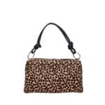 Leren Dierenvacht Schoudertas Lizbeth Cheeta koevacht bruin bruine vacht dierenhuid leren schoudertassen gouden ring kopen bestellen