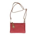 Leren Schoudertas Melanie clutch rood rode cognac flap schoudertassen gouden draaislot extra lang hengsel kopen bestellen