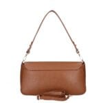 Leren Schoudertas Melissa cognac stevige leren dames tas gouden siergesp sluiting italiaans leder kopen bestellen achterkant