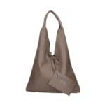 Leren Schoudertas Renee donkertaupe zacht leer extra etui ruime dames shoppers kopen bestellen
