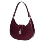 Leren Schoudertas Robine bordeauxrood bordeaux details stevige chique schoudertassen leer dames zilver kopen bestellen unieke sluiting