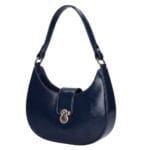 Leren Schoudertas Robine donkerblauw blauwe navy details stevige chique schoudertassen leer dames zilver kopen bestellen unieke sluiting zij