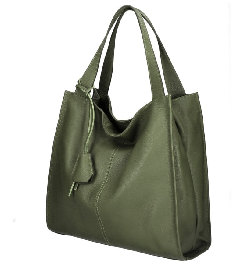 Leren Schoudertas xenia Legergroen groene leer leder schoudertas leren hengsel chique luxe suede leer tassen dames kopen bestellen italiaans