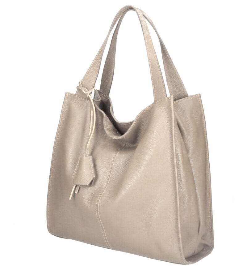 Leren Schoudertas xenia taupe leer leder schoudertas leren hengsel chique luxe suede leer tassen dames kopen bestellen italiaans