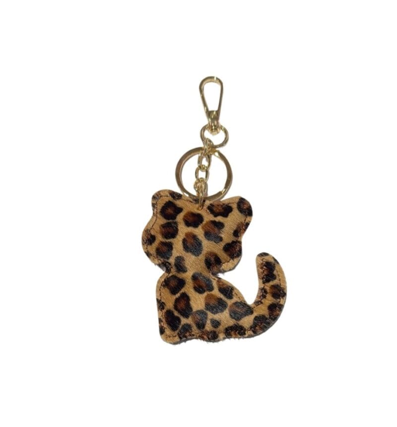 Leren Sleutelhanger Meadow cheeta dierenhuid dierenvacht katten vorm leer sleutelhangers tashangers kopen bestellen