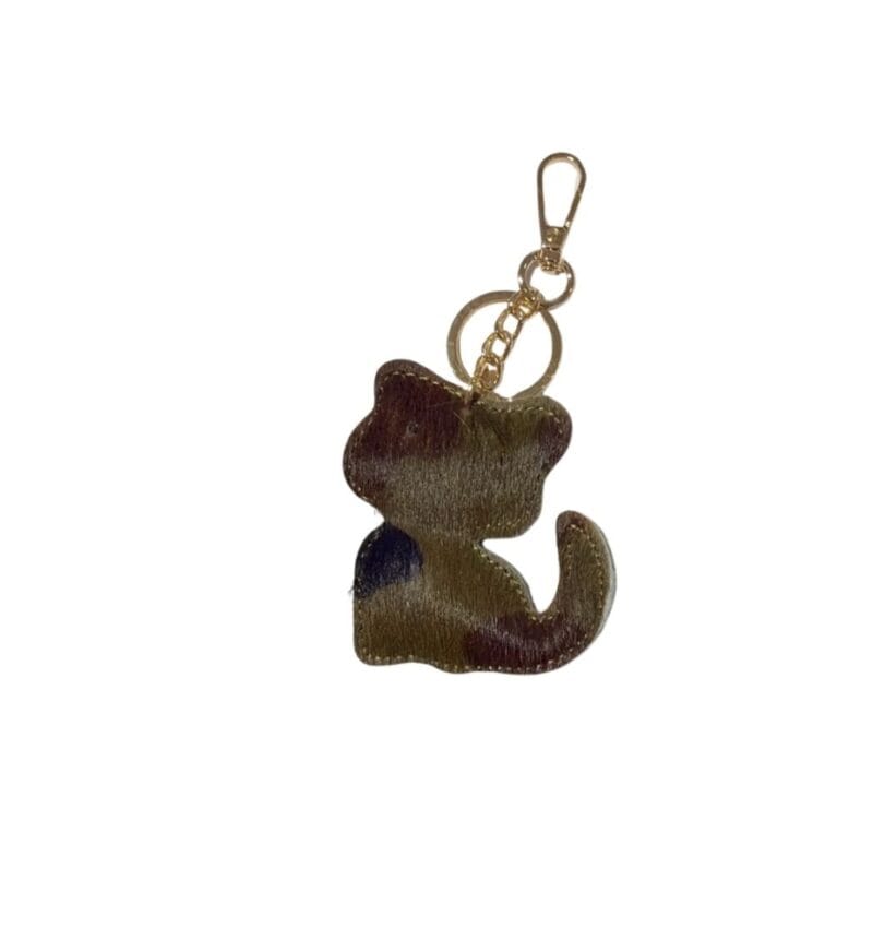 Leren Sleutelhanger Meadow groen groene dierenhuid dierenvacht katten vorm leer sleutelhangers tashangers kopen bestellen
