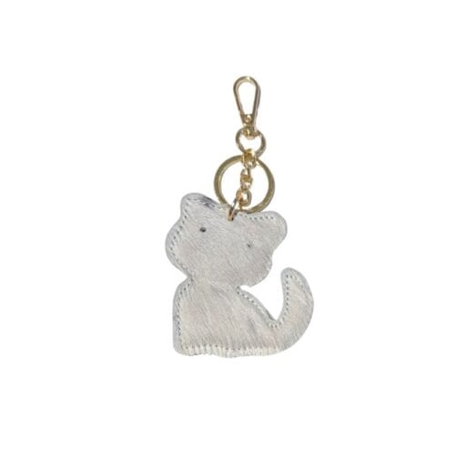 Leren Sleutelhanger Meadow wit witte dierenhuid dierenvacht katten vorm leer sleutelhangers tashangers kopen bestellen