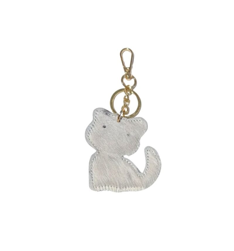 Leren Sleutelhanger Meadow wit witte dierenhuid dierenvacht katten vorm leer sleutelhangers tashangers kopen bestellen
