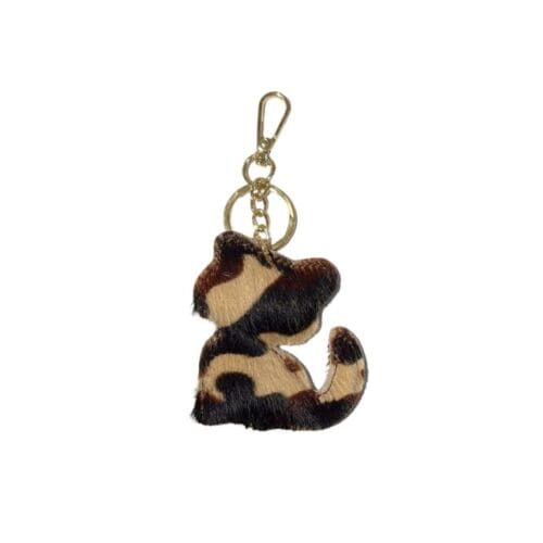 Leren Sleutelhanger Meadow zwart bruin taupe dierenhuid dierenvacht katten vorm leer sleutelhangers tashangers kopen bestellen