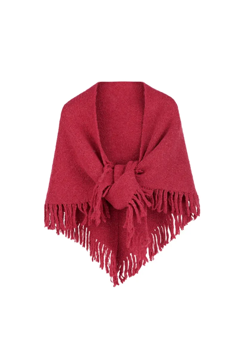 Driehoekssjaal Elegance Franjes rood rode dames omslagdoeken sjaals yehang warm kopen bestellen