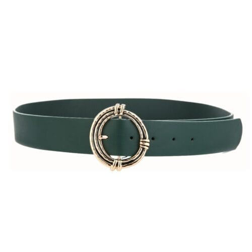 Riem Gold Buckle donkergroen donkergroene gladde pu riemen ceinturen belts trendy gouden gesp kopen bestellen